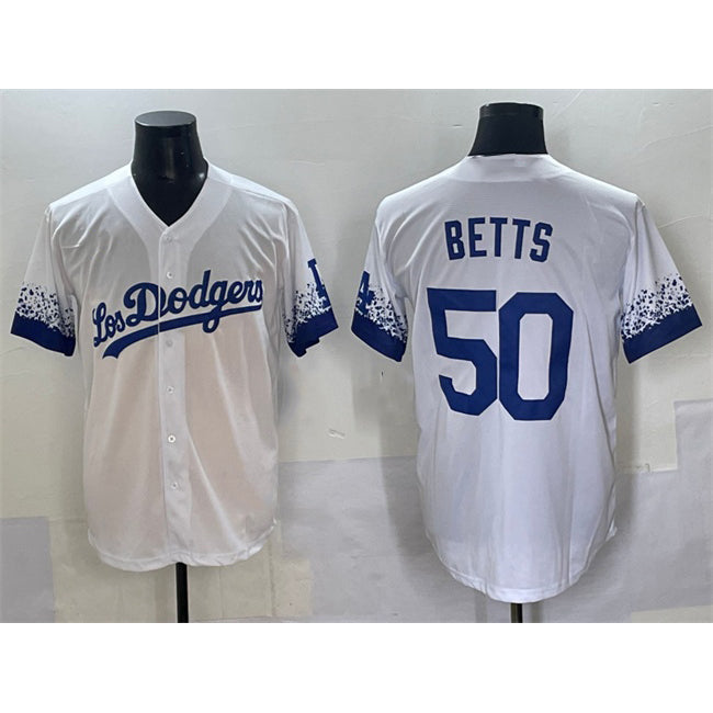 Los Angeles Dodgers #50 Mookie Betts White BUTLER City Connect Cool Base Stitched Jersey