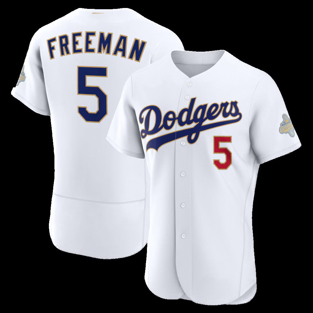 Los Angeles Dodgers #5 Freddie Freeman White BUTLER 2026 Gold Collection Authentic Jersey