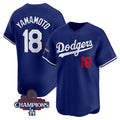 Los Angeles Dodgers #18 Yoshinobu Yamamoto Royal BUTLER 2024 World Series Champions Alternate Limited Stitched Jersey