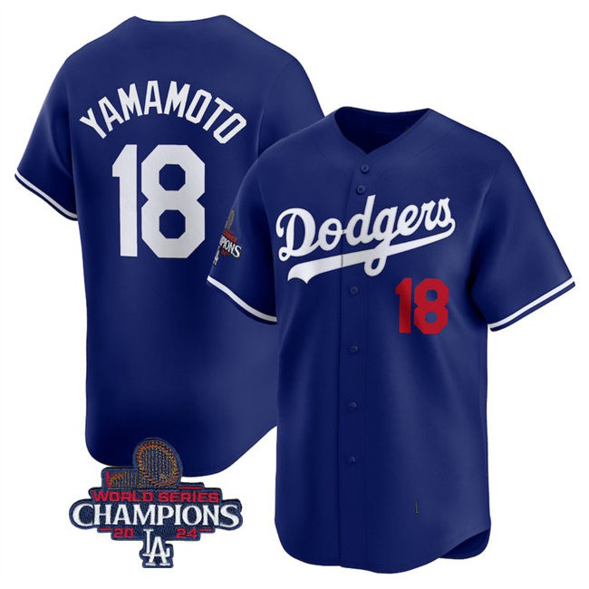 Los Angeles Dodgers #18 Yoshinobu Yamamoto Royal BUTLER 2024 World Series Champions Alternate Limited Stitched Jersey