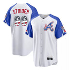 Atlanta Braves #99 Spencer Strider Player White BUTLER USA 250 Fourth Of July City Connect Home Game Stitched Jerseys