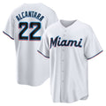 Miami Marlins #22 Sandy Alcantara White BUTLER Replica Player Jersey