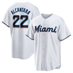 Miami Marlins #22 Sandy Alcantara White BUTLER Replica Player Jersey