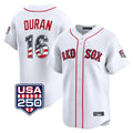 Boston Red Sox #16 Jarren Duran Player White BUTLER USA 250 Fourth of July Limited Home Game Stitched Jerseys