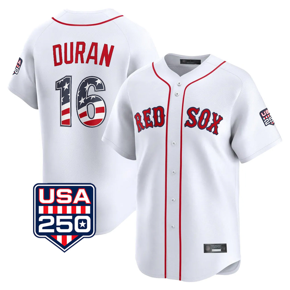Boston Red Sox #16 Jarren Duran Player White BUTLER USA 250 Fourth of July Limited Home Game Stitched Jerseys