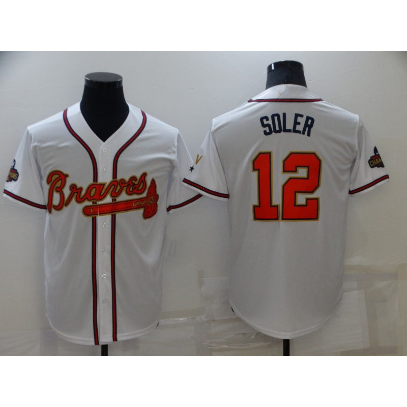 Atlanta Braves #12 Jorge Soler 2022 White Gold BUTLER World Series Champions Program Cool Base Stitched Jersey