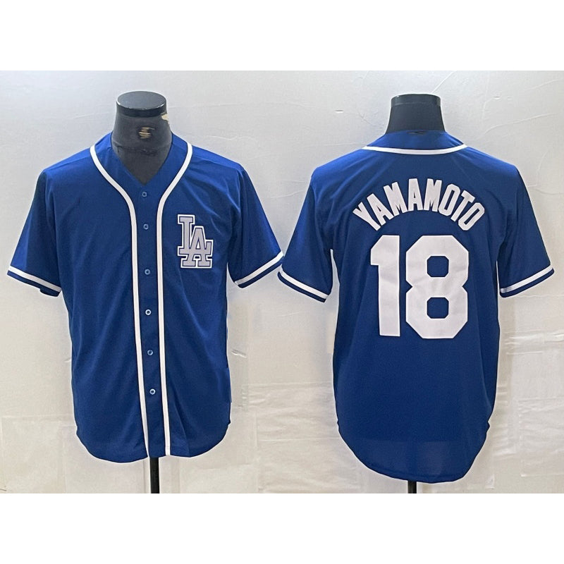 Los Angeles Dodgers #18 Yoshinobu Yamamoto Blue BUTLER Cool Base Stitched Jersey