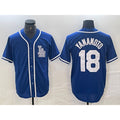 Los Angeles Dodgers #18 Yoshinobu Yamamoto Blue BUTLER Cool Base Stitched Jersey