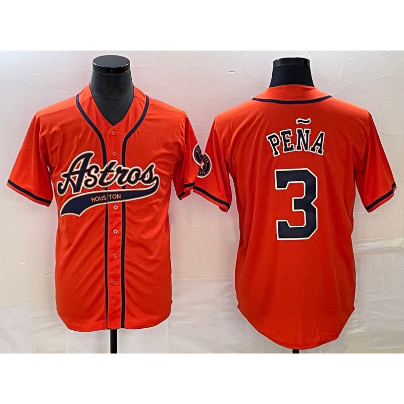 Houston Astros #3 Jeremy Pena Orange With BUTLER Patch Cool Base Stitched Jersey