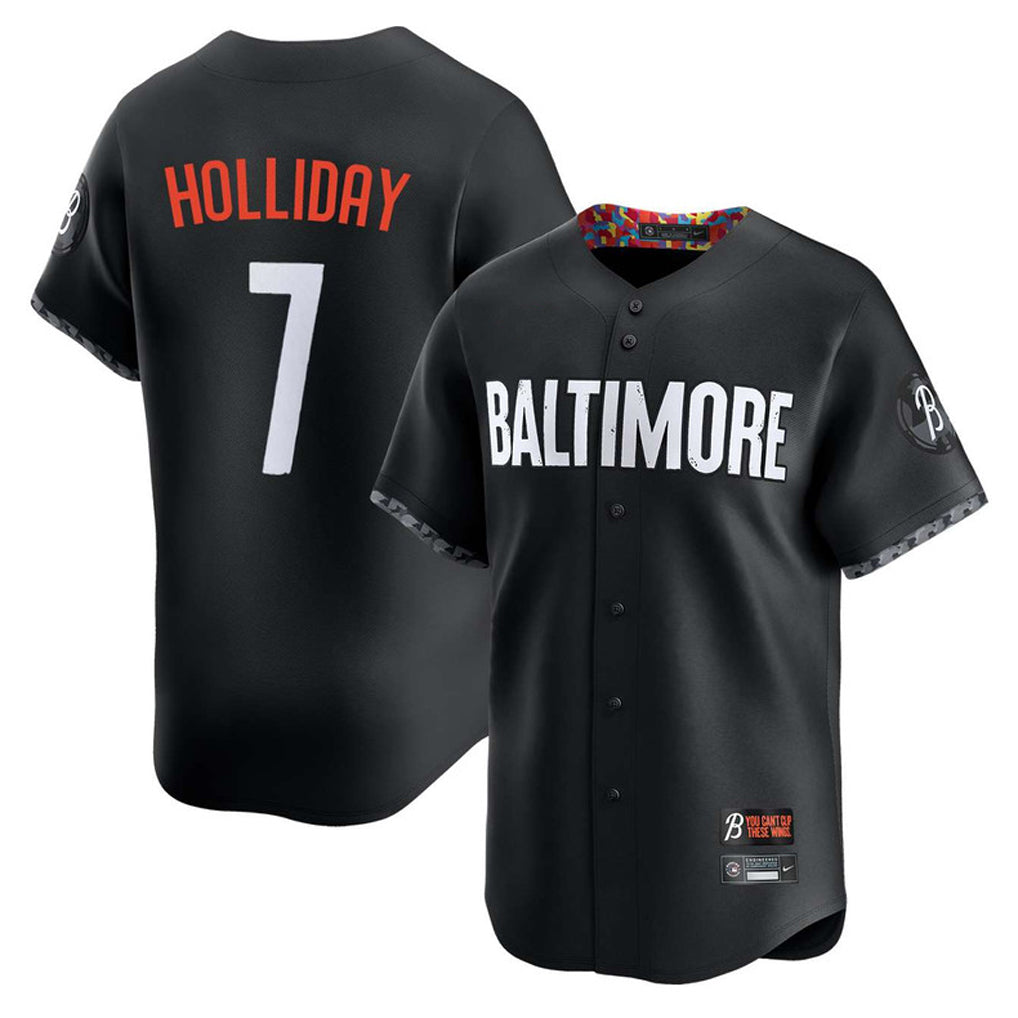 Baltimore Orioles #7 Jackson Holliday Player Black BUTLER City Connect Limited Home Game Stitched Jerseys