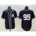 New York Yankees #99 Aaron Judge No Name Black White BUTLER Cool Base Stitched Jersey