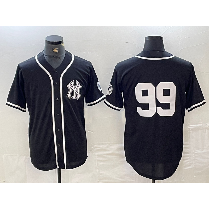 New York Yankees #99 Aaron Judge No Name Black White BUTLER Cool Base Stitched Jersey