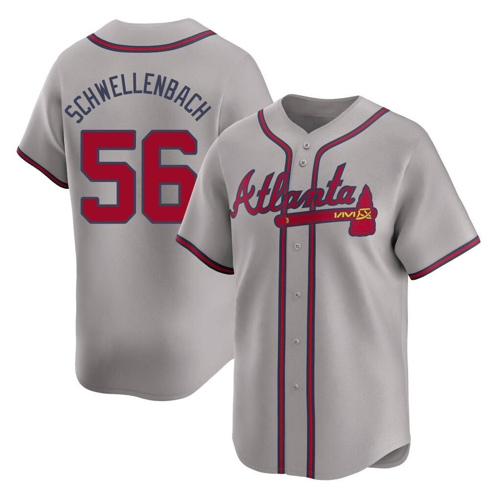 Atlanta Braves #56 Spencer Schwellenbach Player Gray BUTLER Limited Home Game Stitched Jerseys