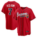 Atlanta Braves #7 Ha-Seong Kim Player Red BUTLER Home Game Stitched Jerseys
