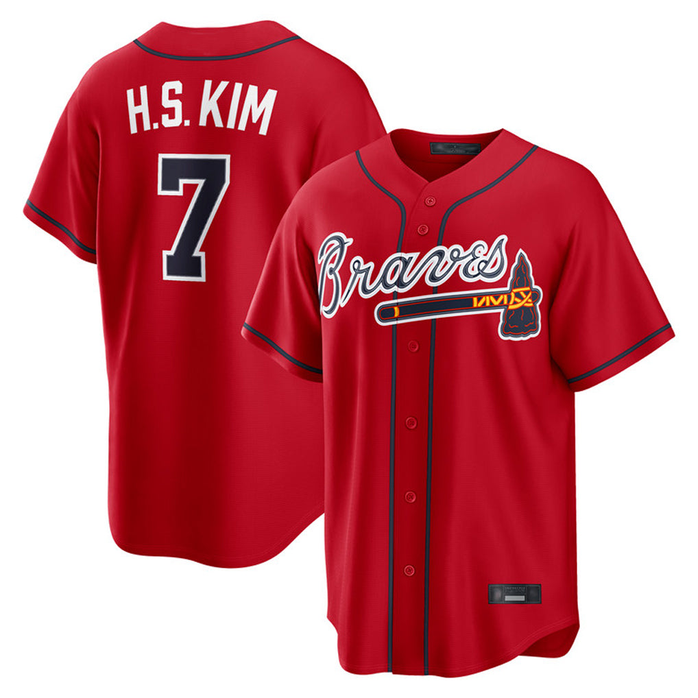 Atlanta Braves #7 Ha-Seong Kim Player Red BUTLER Home Game Stitched Jerseys