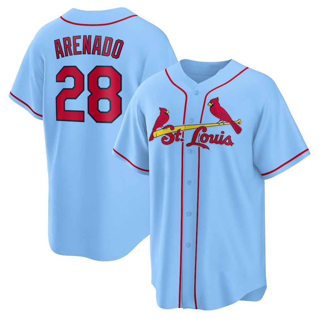 St. Louis Cardinals #28 Nolan Arenado Light Blue BUTLER Alternate Official Replica Player Jersey
