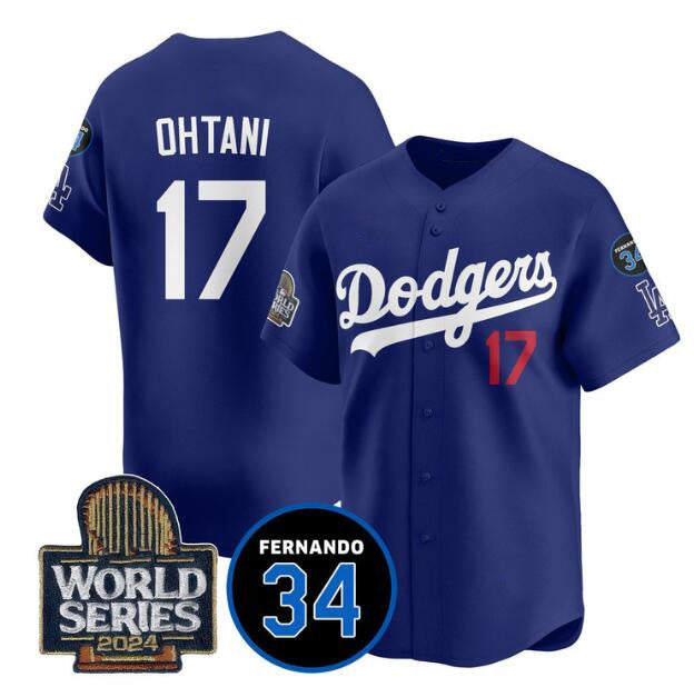 Los Angeles Dodgers #17 Shohei Ohtani Royal BUTLER 2024 World Series With Fernando Memorial Patch Limited Stitched Jersey