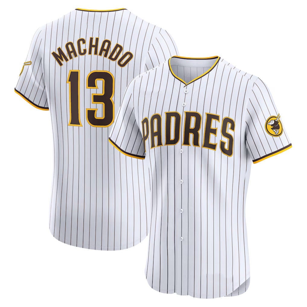 San Diego Padres #13 Manny Machado White BUTLER Home Elite Jersey