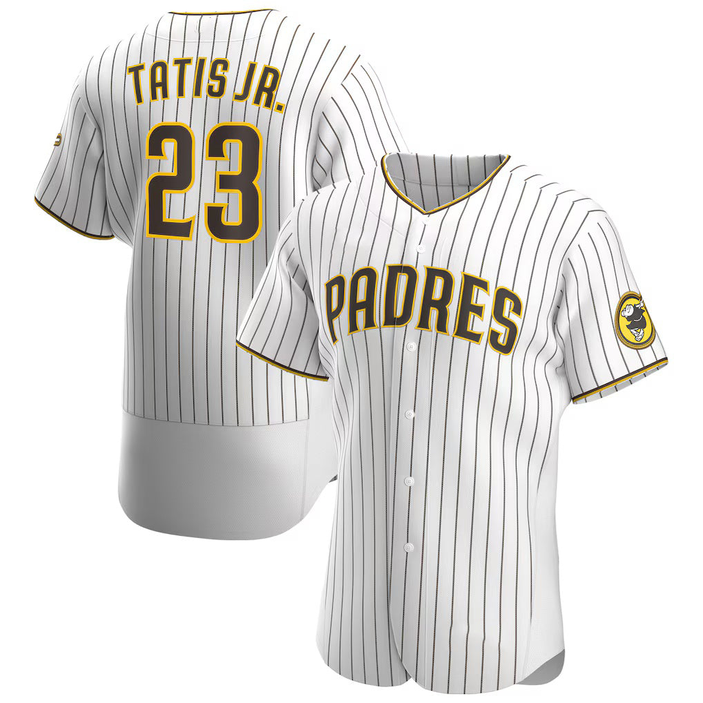 San Diego Padres #23 Fernando Tat¨ªs Jr. White-Brown BUTLER Home Authentic Player Jersey