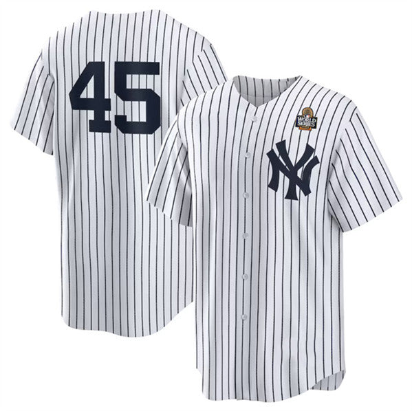 New York Yankees #45 Gerrit Cole White BUTLER 2024 World Series Cool Base Stitched Jersey