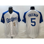 Los Angeles Dodgers #5 Freddie Freeman Number White Blue BUTLER Fashion Stitched Cool Base Limited Jersey 3