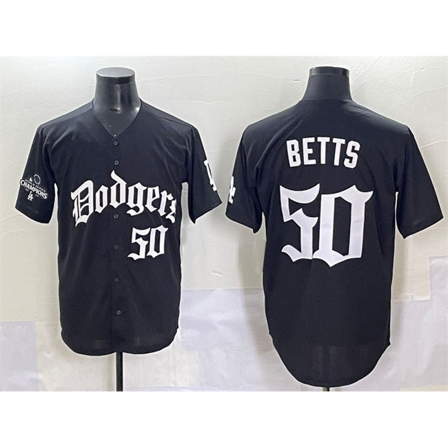 Los Angeles Dodgers #50 Mookie Betts Black BUTLER 2025 LA Gothic Style With 2024 World Series Champions Patch Vapor Premier Limited Stitched Jersey