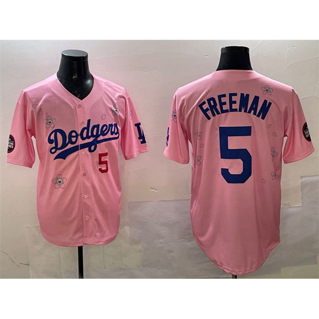 Los Angeles Dodgers #5 Freddie Freeman Pink BUTLER 2025 Tokyo Series Limited Stitched Jersey