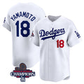 Los Angeles Dodgers #18 Yoshinobu Yamamoto White BUTLER 2024 World Series Champions Home Limited Stitched Jersey