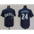 Seattle Mariners #24 Ken Griffey Jr Navy BUTLER Cool Base Stitched Jersey