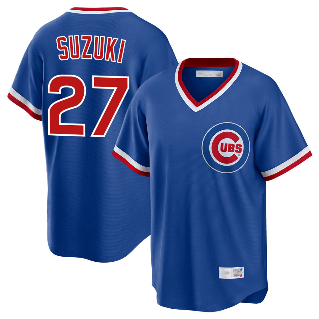 Chicago Cubs #27 Seiya Suzuki Player Royal BUTLER T-shirt Cooperstown Collection Limited Stitched Jerseys