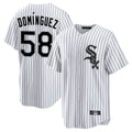 Chicago White Sox #58 Seranthony Dominguez Player White BUTLER Stripe Home Game Stitched Jerseys