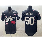 Los Angeles Dodgers #50 Mookie Betts Black BUTLER 2025 World Series Patch Tokyo Series Limited Stitched Jersey