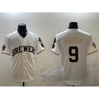 Milwaukee Brewers #9 Bob Uecker White BUTLER 'Gothic 414 Shadows Edition' Vapor Premier Limited Stitched Jersey