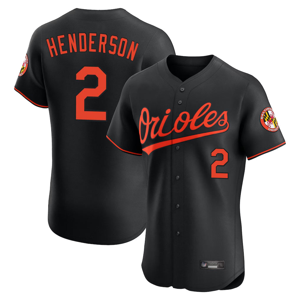 Baltimore Orioles #2 Gunnar Henderson Player Black BUTLER Limited Elite Home Game Stitched Jerseys