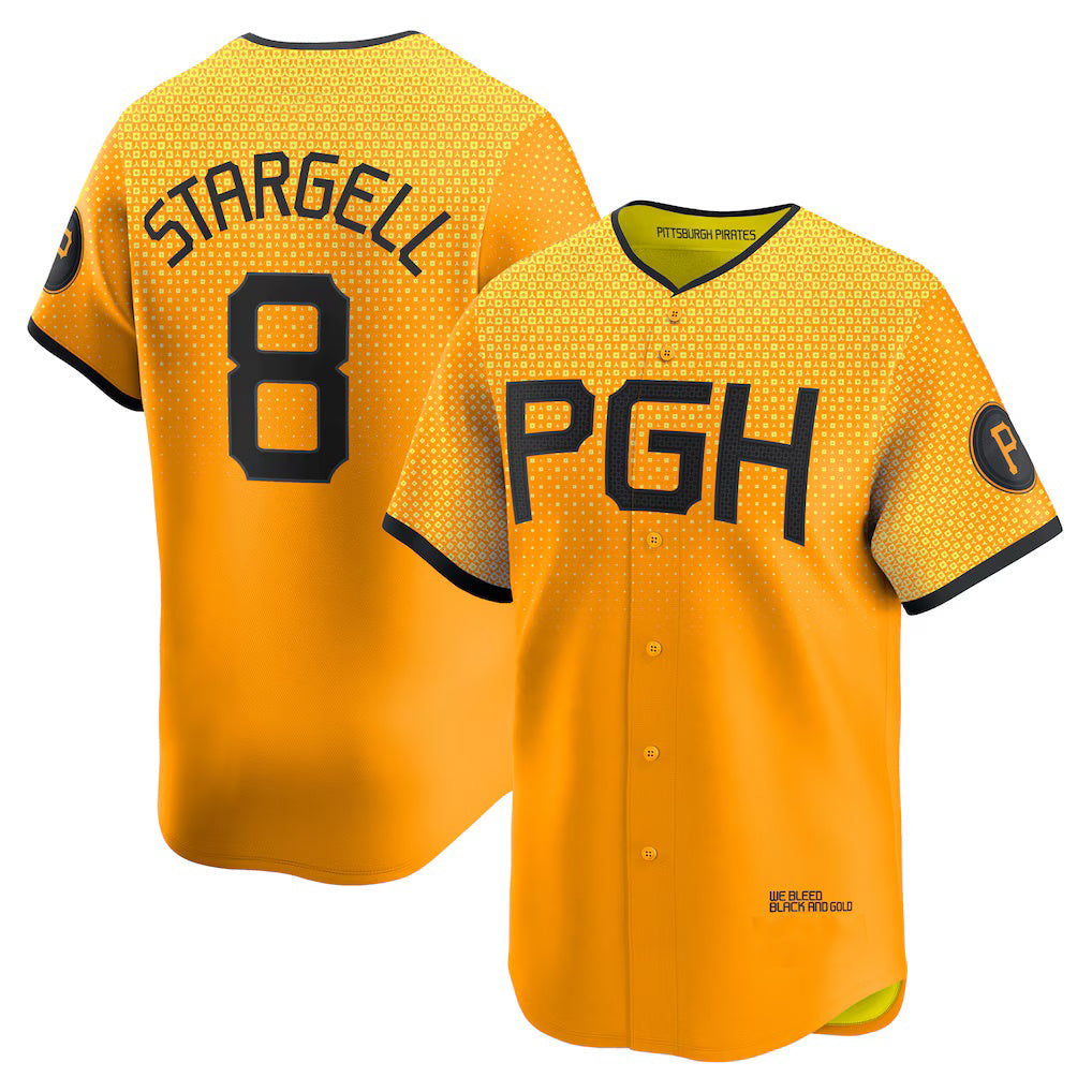 Pittsburgh Pirates #8 Willie Stargell Gold BUTLER City Connect Limited Player Jersey
