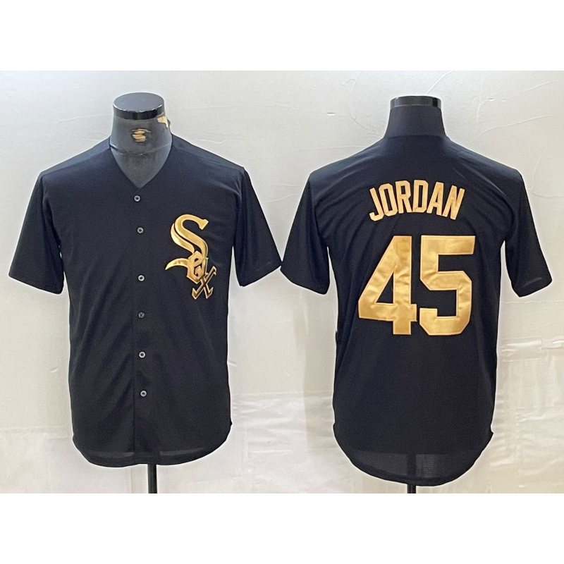 Chicago White Sox #45 Michael Jordan Black Gold BUTLER Cool Base Stitched Jersey