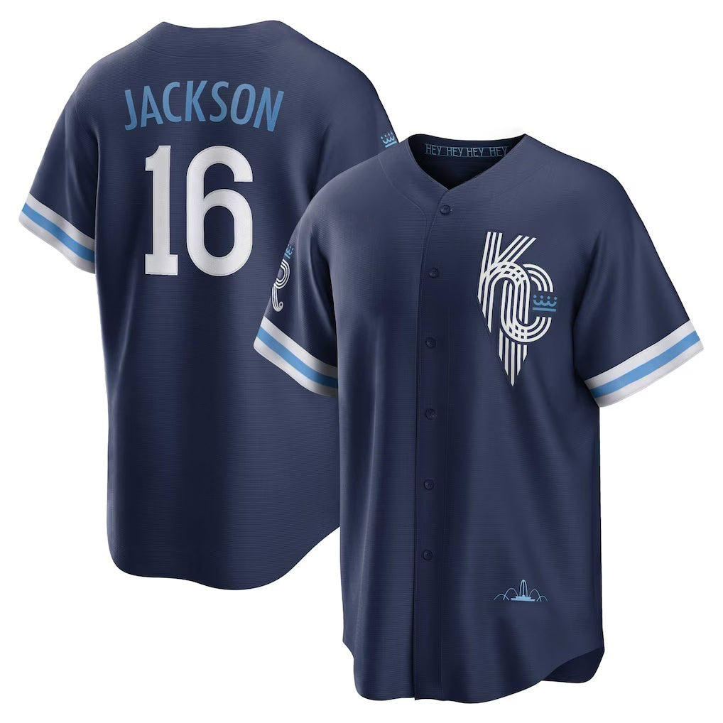 Kansas City Royals #16 Bo Jackson Navy BUTLER City Connect Replica Player Jersey
