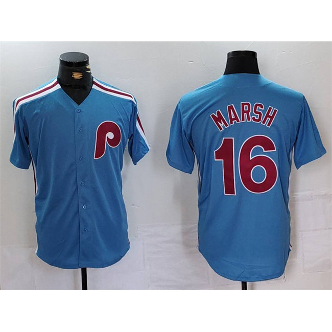 Philadelphia Phillies #16 Brandon Marsh Blue BUTLER Cool Base Stitched Jersey