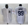 New York Yankees #99 Aaron Judge Name White BUTLER With Patch 2024 Cool Base Stitched Jersey
