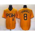 Pittsburgh Pirates #8 Willie Stargell Number Gold BUTLER 2023 City Connect Stitched Jersey 2