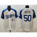 Los Angeles Dodgers #50 Mookie Betts White BUTLER Blue Fashion Stitched Cool Base Limited Jersey 2