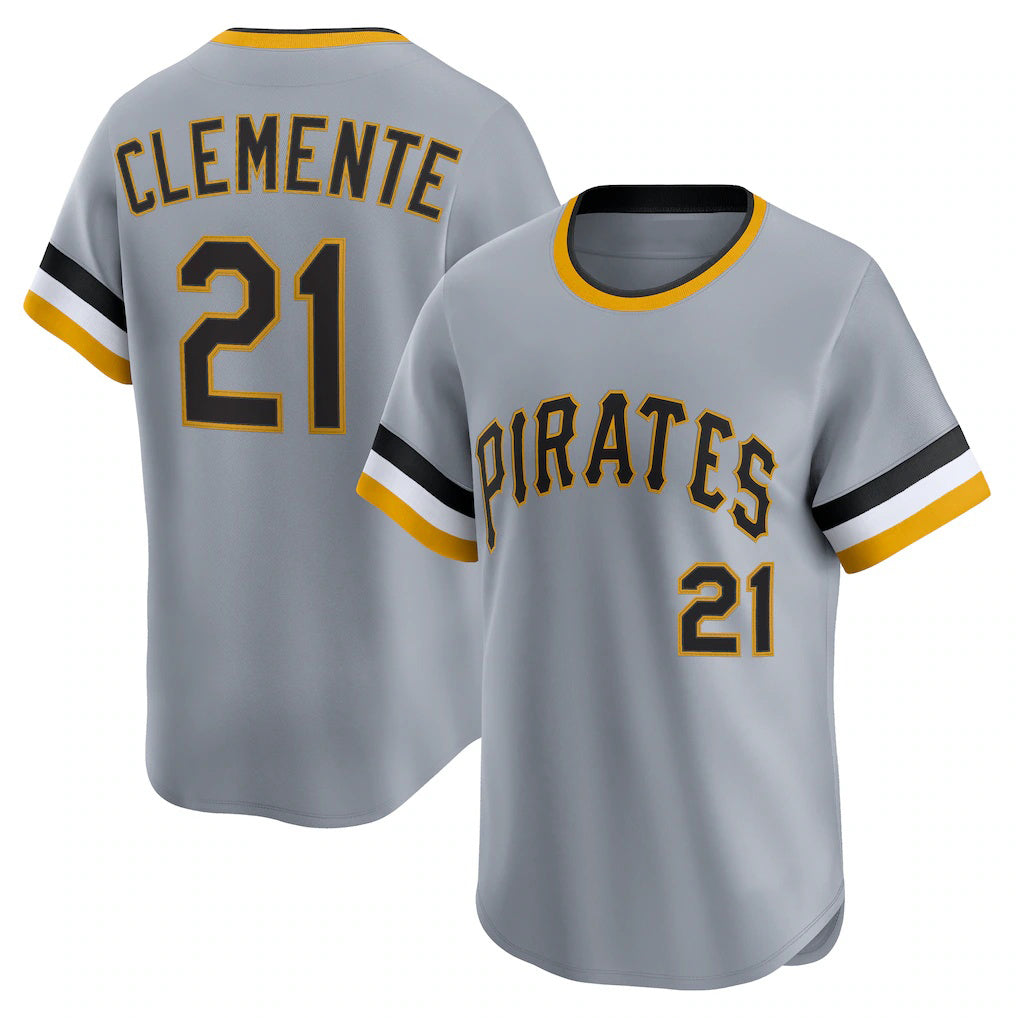 Pittsburgh Pirates #21 Roberto Clemente Gray BUTLER Throwback Cooperstown Collection Limited Jersey