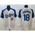 Los Angeles Dodgers #18 Yoshinobu Yamamoto Number White Blue BUTLER Fashion Stitched Cool Base Limited Jersey