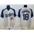 Los Angeles Dodgers #18 Yoshinobu Yamamoto Number White Blue BUTLER Fashion Stitched Cool Base Limited Jersey