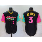 San Diego Padres #3 Jackson Merrill Black BUTLER Player Number Fashion Jersey