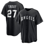 Los Angeles Angels #27 Mike Trout Black BUTLER Lights Out Limited Stitched Jersey