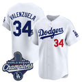 Los Angeles Dodgers #34 Fernando Valenzuela White BUTLER 2025 Champions Stitched Jersey