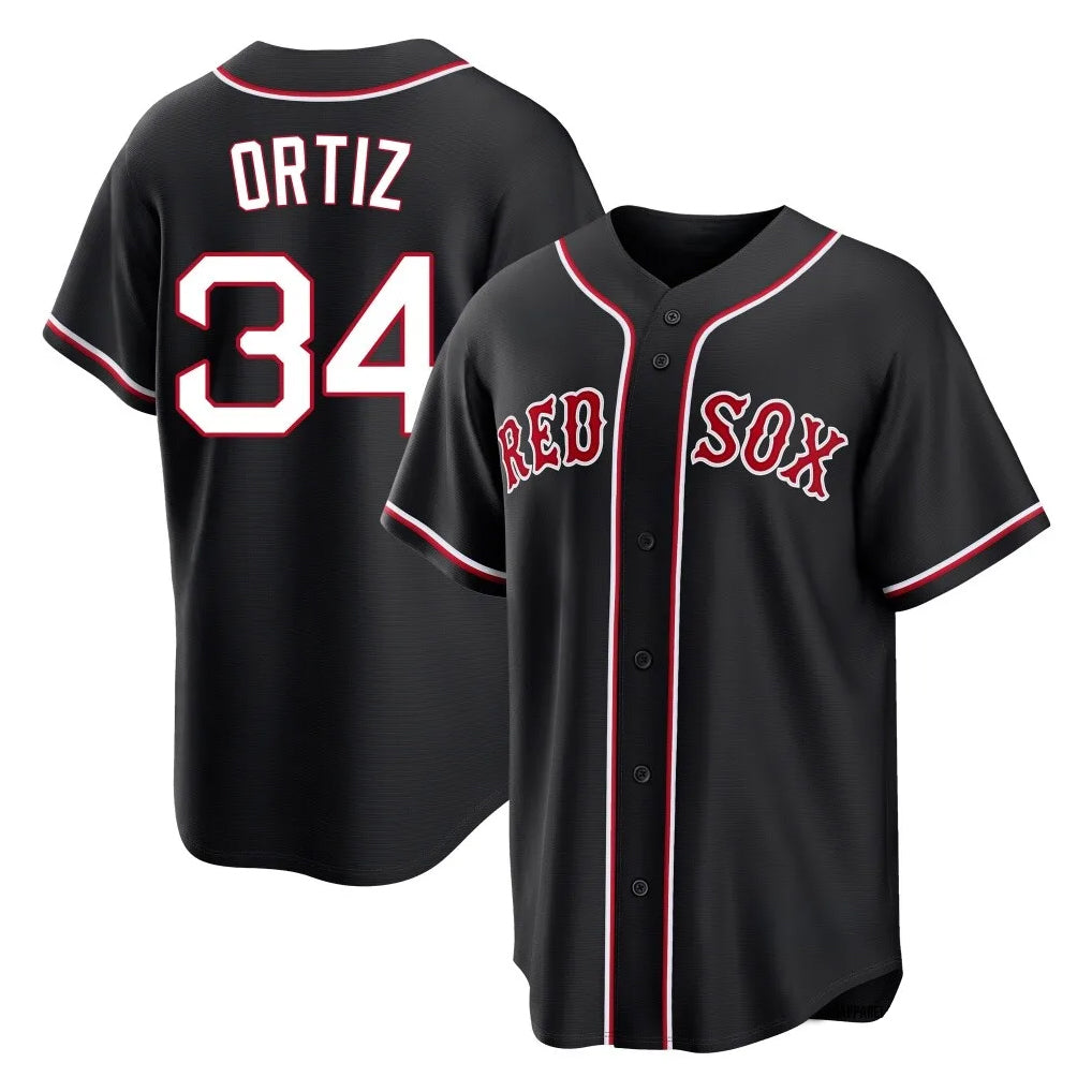 Boston Red Sox #34 David Ortiz Player Black BUTLER Out Home Game Stitched Jerseys