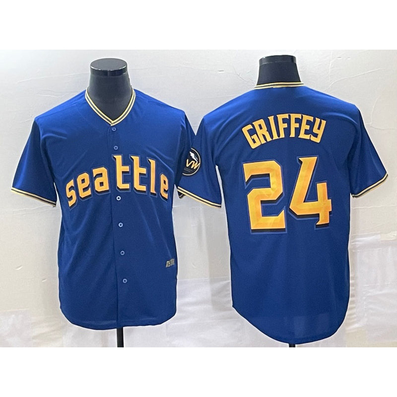 Seattle Mariners #24 Ken Griffey Blue BUTLER 2023 City Connect Cool Base Stitched Jersey