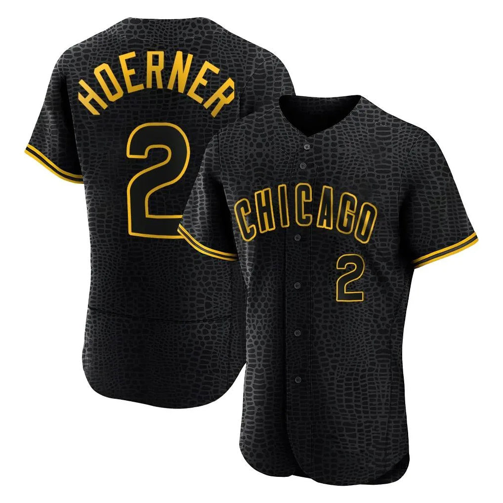 Chicago Cubs #2 Nico Hoerner Player Black BUTLER Snake Skin City Limited Elite Home Game Stitched Jerseys